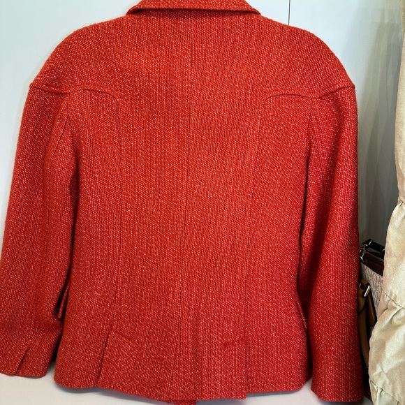 PHILLIPE ADEC Wool Mohair Blend Weave   orange/ red size 4 buttons lined grandma - Picture 3 of 16